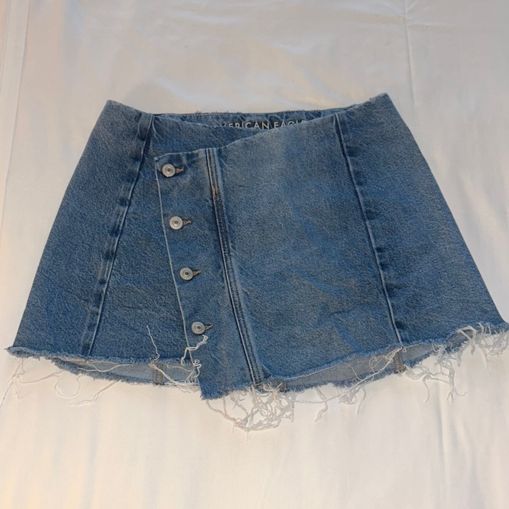 American Eagle Outfitters - AE Stretch Low-Rise A-Line Mini Blue Denim Skirt